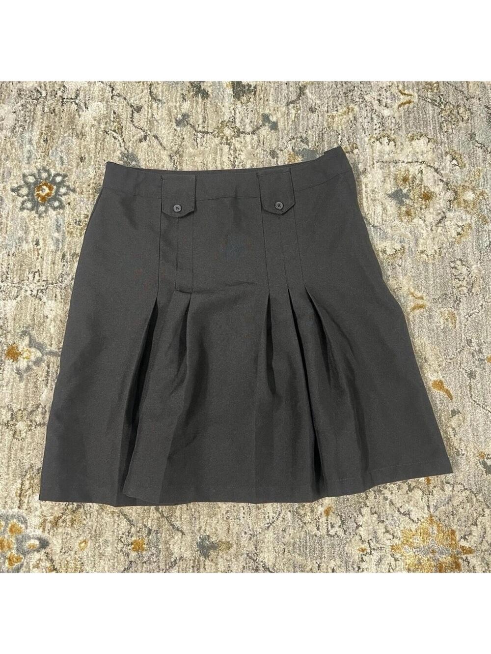 French Toast Girls Pleated Uniform Skirt Adjustable Waist Gray Twill Size 18